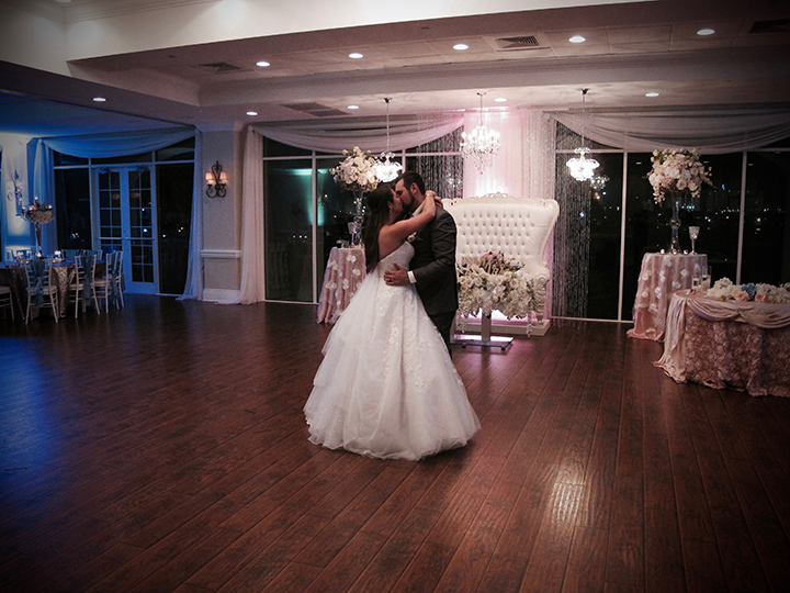 The wedding couple dance their final dance of the reception at the Crystal Ballroom in Daytona Beach.