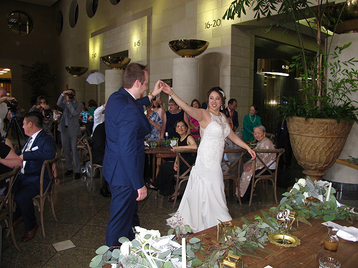 The Bride and Groom share their First Dance at their wedding reception with Orlando Wedding DJ Chuck Johnson.