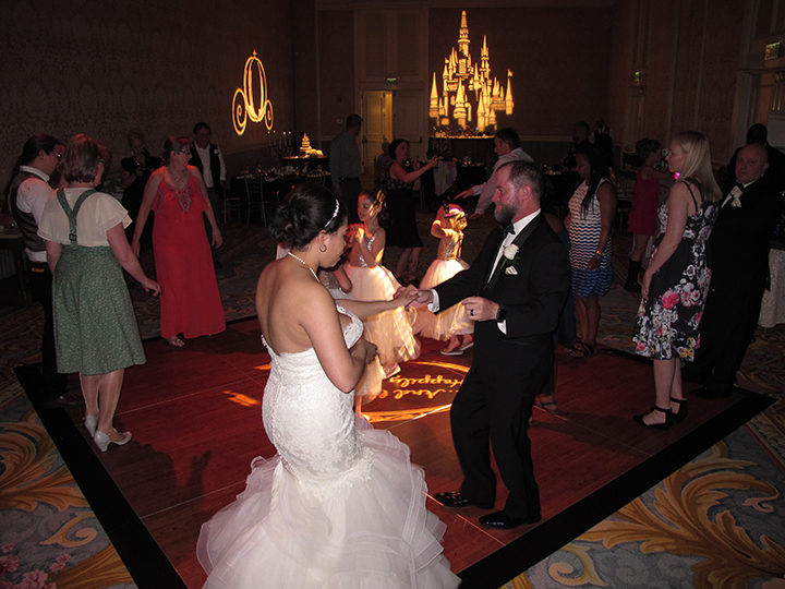 A wedding couple dancing on the dance floor to music from Orlando Wedding DJs Chuck Johnson.