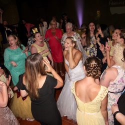 A bride having fun with her wedding guests and Orlando DJ Chuck Johnson