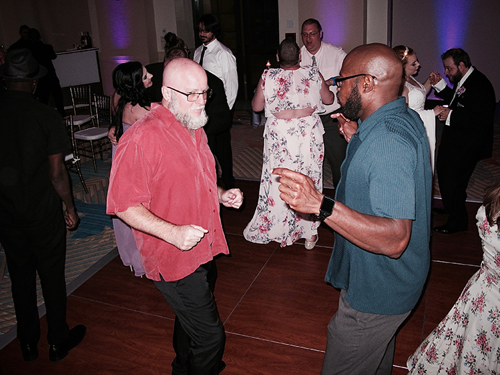 Rave reviews: Friends and family dancing at the wedding reception with Orlando DJ Chuck.