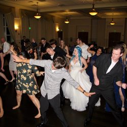 Guests having an amazing time on the dance floor with Orlando Wedding DJ Chuck Johnson.
