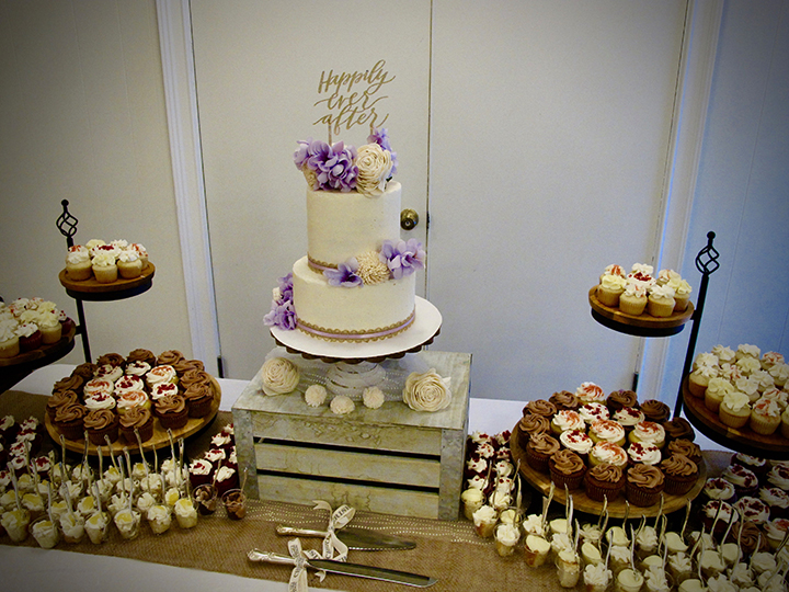 The cake is on display at this Winter Park Mead Gardens Wedding.