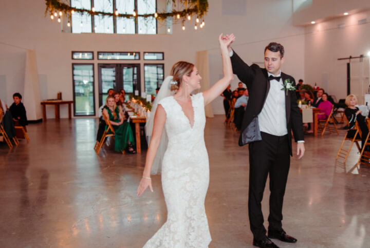 First Dance of Bride and Groom at the Lavender on the Lake Wedding Venue reception location