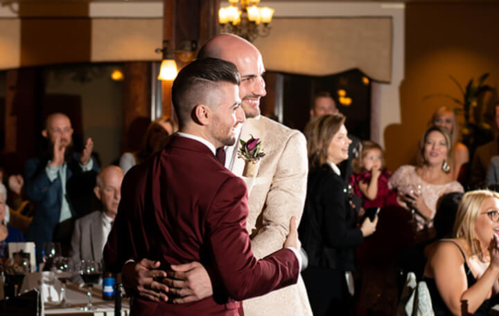 lgbtq-friendly same-sex wedding couple enjoy a dance at the Tavares Pavilion on the Lake Wedding Venue